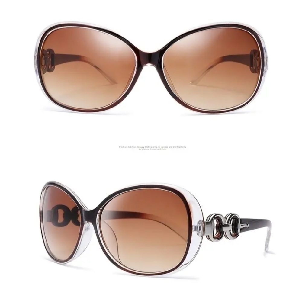 New women's fashion brown and clear sunglasses